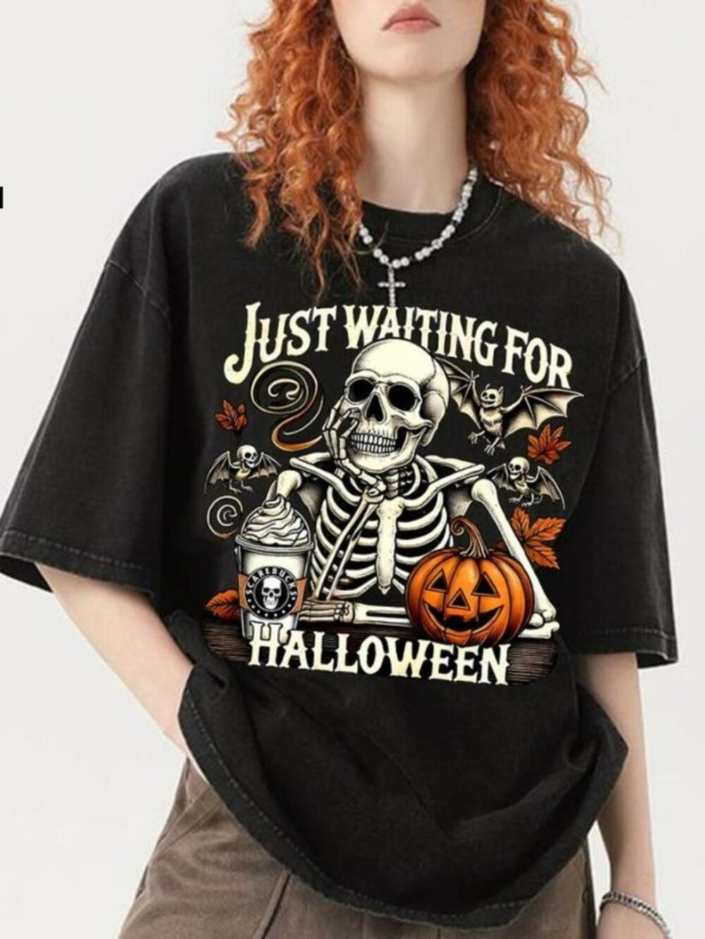 Just Waiting For Halloween T-shirt, Funny Skeleton Tee